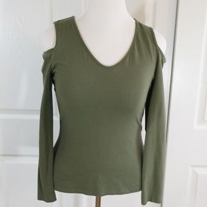 Boston Proper medium long sleeve cold shoulder top